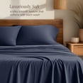thumbnail image 3 of Bare Home Bamboo Sheet Set - Made from Rayon Fibers - Deep Pockets - 3 Piece - Twin XL, Midnight Blue, 3 of 10