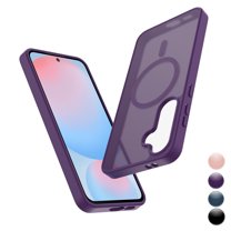 Njjex Magnetic Case for Samsung Galaxy S24 FE 5G Case 6.7",Cute Luxruy Clear Slim Case, Rugged Shockproof Protective Transparent Cell Phone Cover,Purple