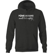 Pomeranians Small but Mighty! paw Print pet Pullover Hoodie Medium Dark Gray