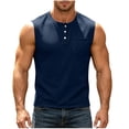 thumbnail image 6 of Men's Sleeveless Tank Top Cotton Blend Casual T-Shirt Muscle Fit Crewneck Solid Summer Shirt Button Pocket Quick Dry Breathable Gym Workout Beach Daily Streetwear | Zenithor,Navy L, 6 of 9
