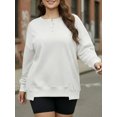 thumbnail image 5 of JYLFC Women Button Down Henley Heavyweight Sweatshirts Autumn Winter Cute Solid Color Patchwork Pullover White L, 5 of 8