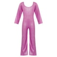 thumbnail image 5 of UQJfacai Girls Sparkly Jumpsuits Glitter Long Sleeve Cocktail Party Crew Neck Bodycon Flared Long Pants Rompers Onesies 2-17 Years, 5 of 5