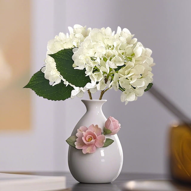 Ramo de hortensias artificiales Lisbinx | Arreglo floral artificial realista | Planta de imitación de plástico | Elegantes detalles decorativos para el hogar, la oficina y la sala de estar | Tallos i