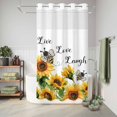 thumbnail image 6 of No Hook Shower Curtain, Sunflower Bee Shower Curtains for Bathroom with See Through Top Window, Vintage Yellow Floral Farmhouse Watercolor Waterproof & Washable Bath Curtain Stand Up Stall 36"x72", 6 of 9