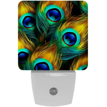 

Peacock Feather Art Pattern LED Night Lights Dusk To Dawn Smart Sensor 0.5W Plug-In Night Lights Lamp For Bedroom Bathroom Kitchen Hallway Stairs 2Pack