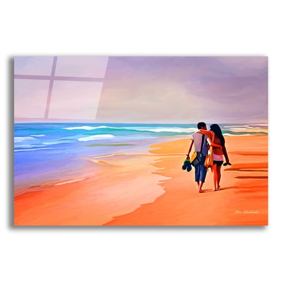 Epic Art 'Beach Walk' by Ata Alishahi, Acrylic Glass Wall Art, 24"x16"