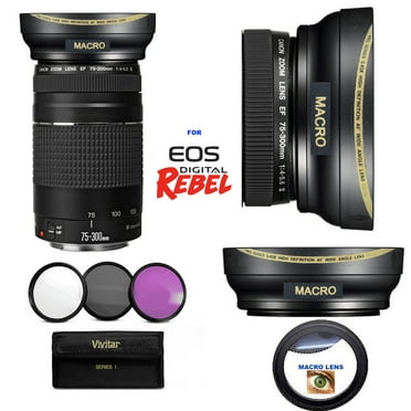 WIDE ANGLE   MACRO LENS FOR Canon EF 75-300mm f/4-5.6 III Lens   3 FILTER KIT
