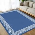 thumbnail image 4 of Blue Geometric 5x8 Area Rugs, White Greek Key Design Abstract Modern Art Non-Skid Rubber Backing Large Rectangle Rugs - Living Room Bedroom Home Office, Indoor Floor Mat Carpets Washable Rug, 4 of 9
