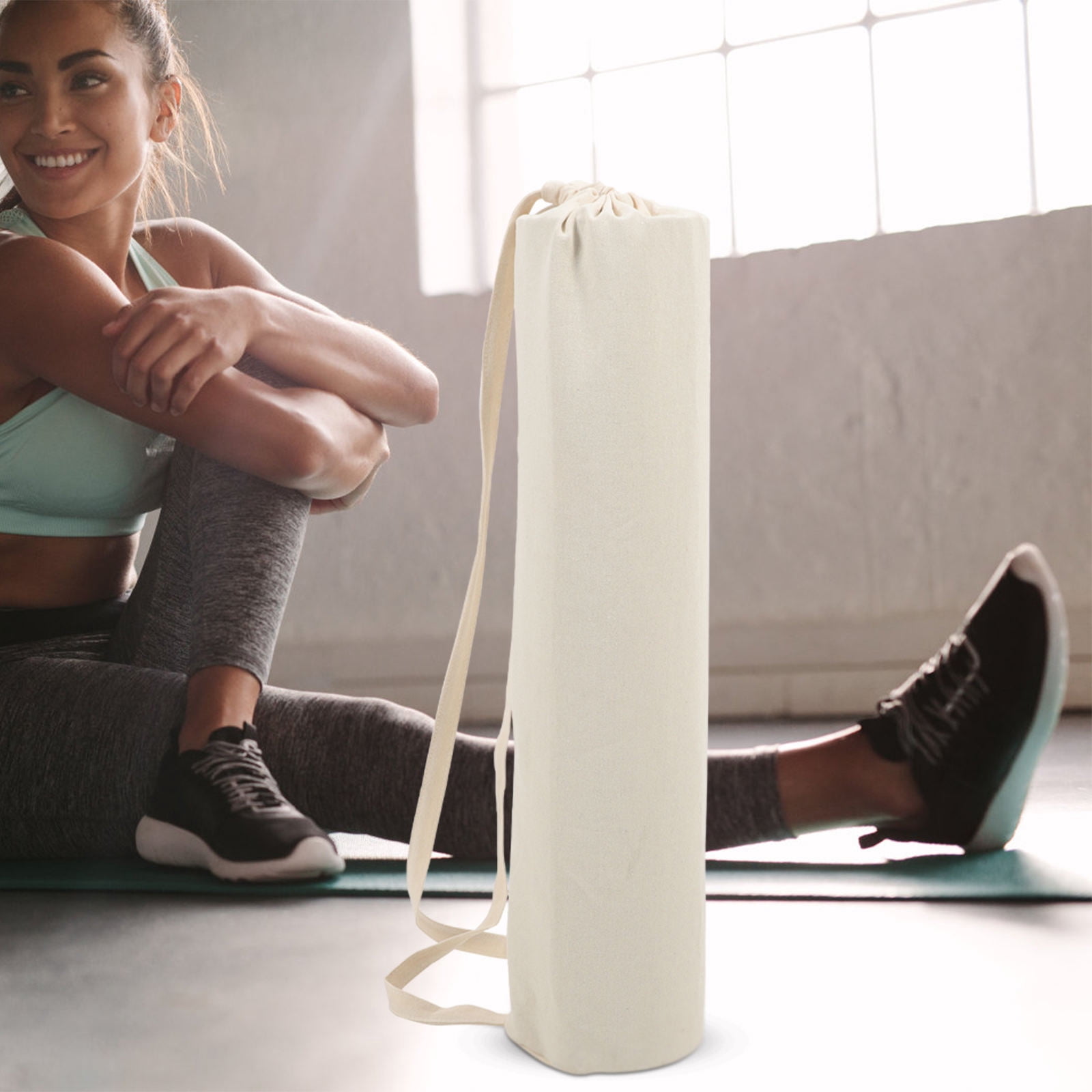 OULII Yoga Mat Organizer Multi Functional White Fabric 1Pcs