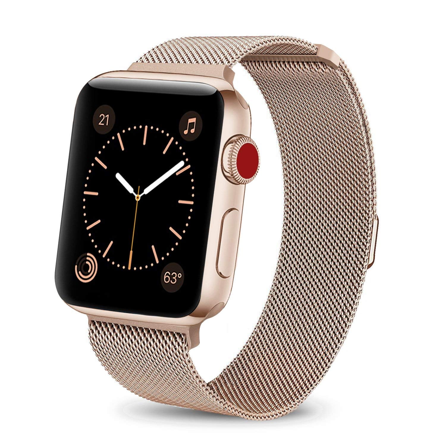 Coverlab Apple Watch Band 40mm Stainless Steel Mesh Milanese Loop With Adjustable Magnetic Closure With Clear Hard Case For Apple Watch Series 3 2 1