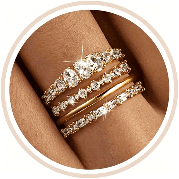 DESIGNICE Stackable Gold Rings for Women Set Dainty 18K Gold Plated Cubic Zirconia Thumb Rings Thin Eternity Engagement Rings