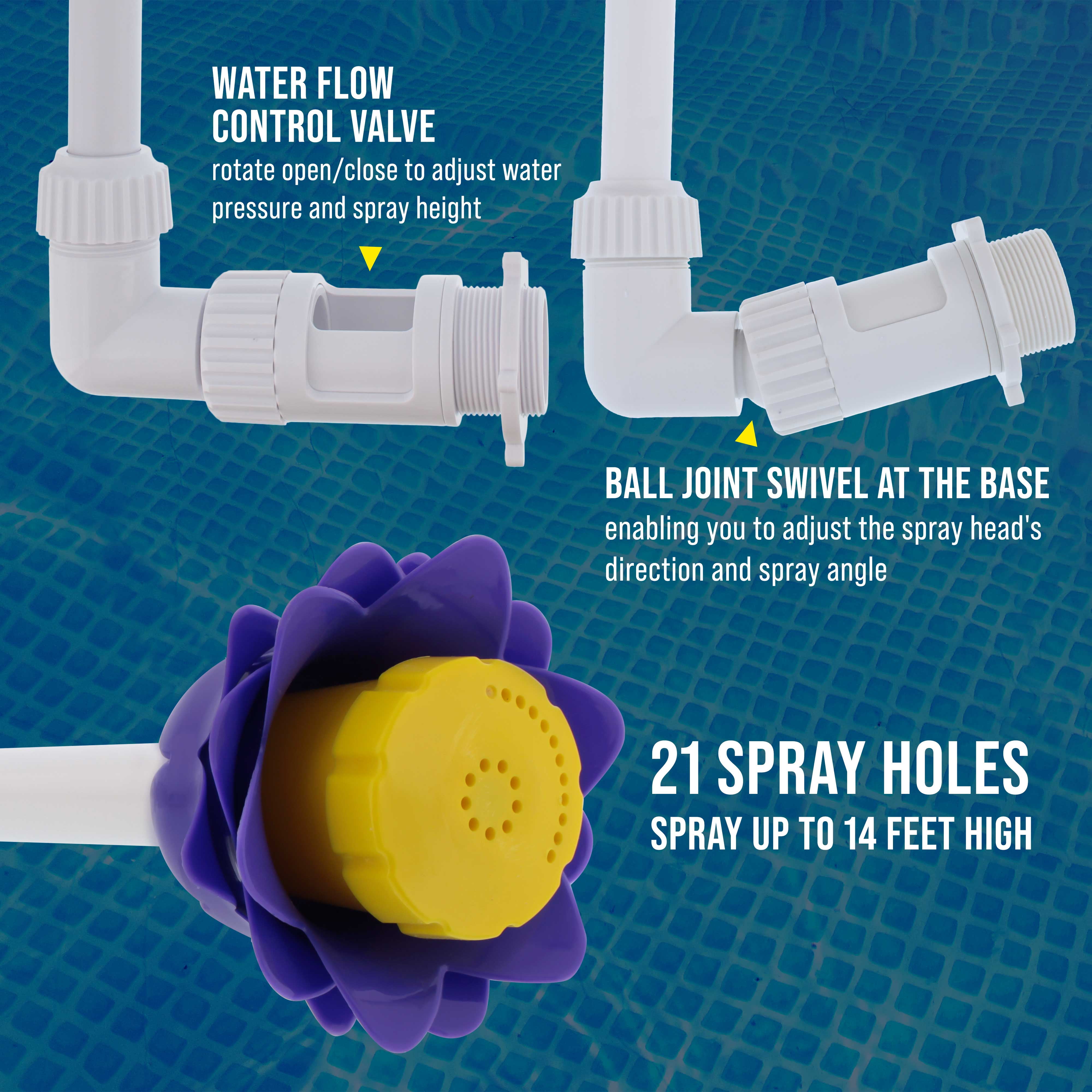 U.S. Pool Supply Swimming Pool Flower Shaped Waterfall Spray Fountain - Adjustable Sprinkle Distance, Pool Spray Aerator Cools Water Temperature - In-Ground, Above-Ground Pools, Ponds, Fun Decoration