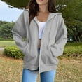 thumbnail image 2 of Womens Zip Up Hoodies Oversized Sweatshirts Fall School Fashion Outfits Casual Jackets 2025 Winter Clothes Gray S, 2 of 5