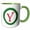 Green/White, variant on 3drose, Christmas Wreath Monogram Y Red Initial, Sm3dr, 11oz Two-tone Yellow Mug