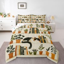 Manfei Kids Children Kawaii Cat Bedding Comforter Set 2pcs,Cartoon Animal Twin Comforter Sets Microfiber,Vintage Aesthetic Breathable Bedding Set,Luxury Bedroom Decor,Reversible