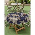 thumbnail image 4 of Outdoor Tablecloth with Umbrella Hole for Patio/Picnic/Party/Camping, Navy Blue Coastal Waterproof Table Cloth Round Cover Washable, Summer Beach Sea Turtle Starfish Nautical (Dia 54"), 4 of 8