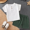 thumbnail image 2 of NOLDARES Toddler Baby Boy Clothes Cute Outfit Striped T-Shirt with Leather Tag + Short Set 3 Months-3 Years Blazer,18-24 M, 2 of 6