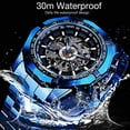 thumbnail image 4 of RKZDSR Luxury Automatic Mechanical Men's Watch - Self-Winding Skeleton Design with Blue and Black Stainless Steel Strap, Waterproof Timepiece, 4 of 9