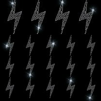 24Pcs Lightning Glass Rhinestone Bedazzled Rhinestones Iron On Hotfix Transfer DIY Decal Patch Applique Sparkling Bedazzled Sticker