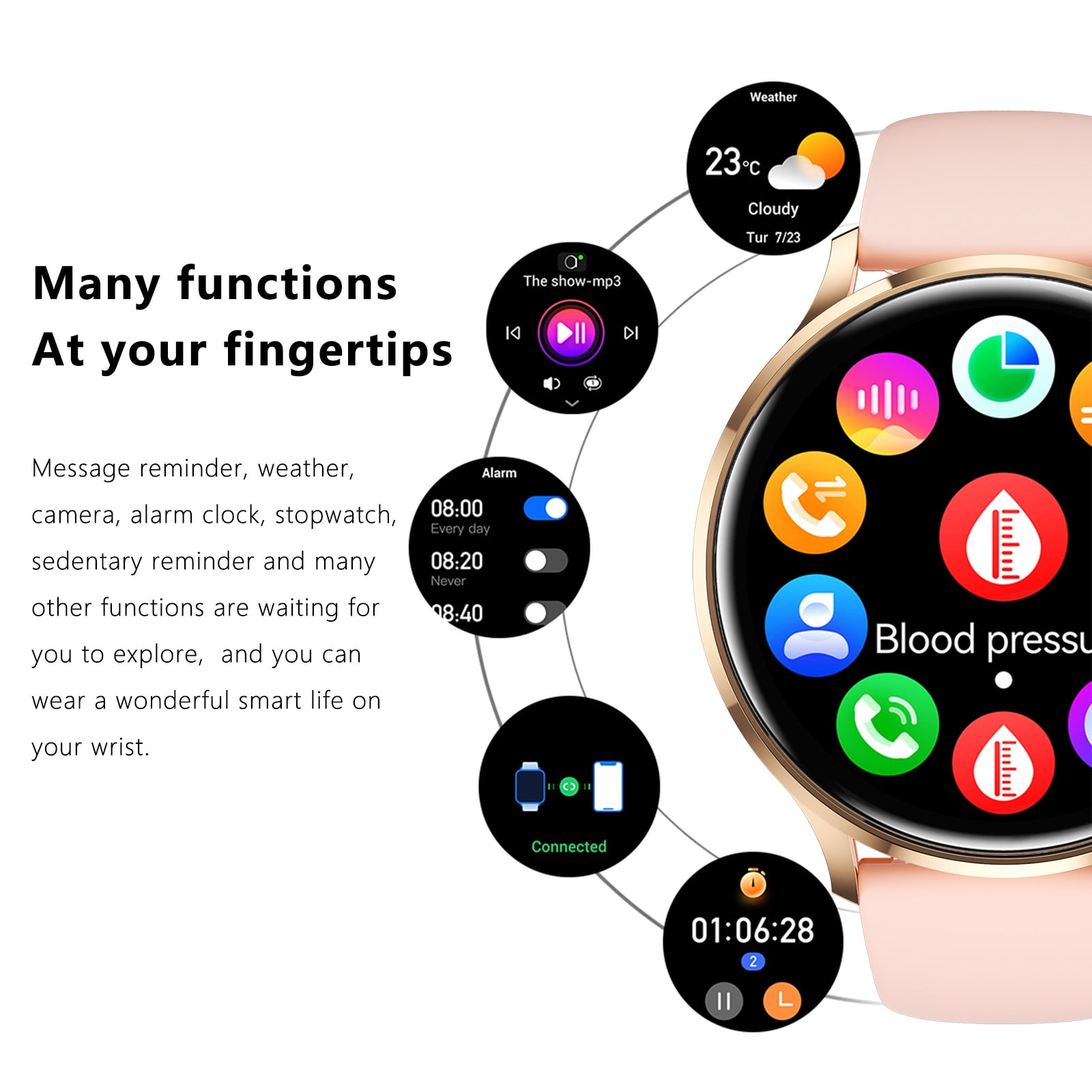 VOPOCO Smart Watch for Men Women Make/Answer Calls 1.39" HD Screen Sports Watch with Sports Modes Smartwatch Compatible with iPhone Android