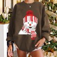 thumbnail image 3 of Túnica de moda Gibobby Sudadera de cuello redondo con estampado navideño para mujer Café L, 3 of 5