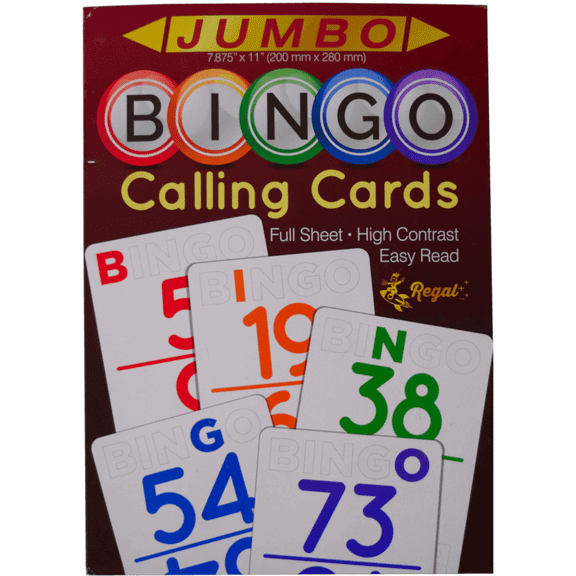 Regal Games Jumbo Bingo Calling Cards, Family Fun for Adults & Kids,  11"x7.9", 75 Cards (B1 - O75)