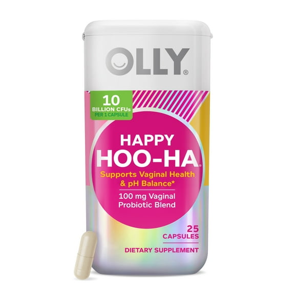 OLLY Happy Hoo-Ha Capsule Supplement, Probiotic, Women's Vaginal Health and pH, 25 Ct