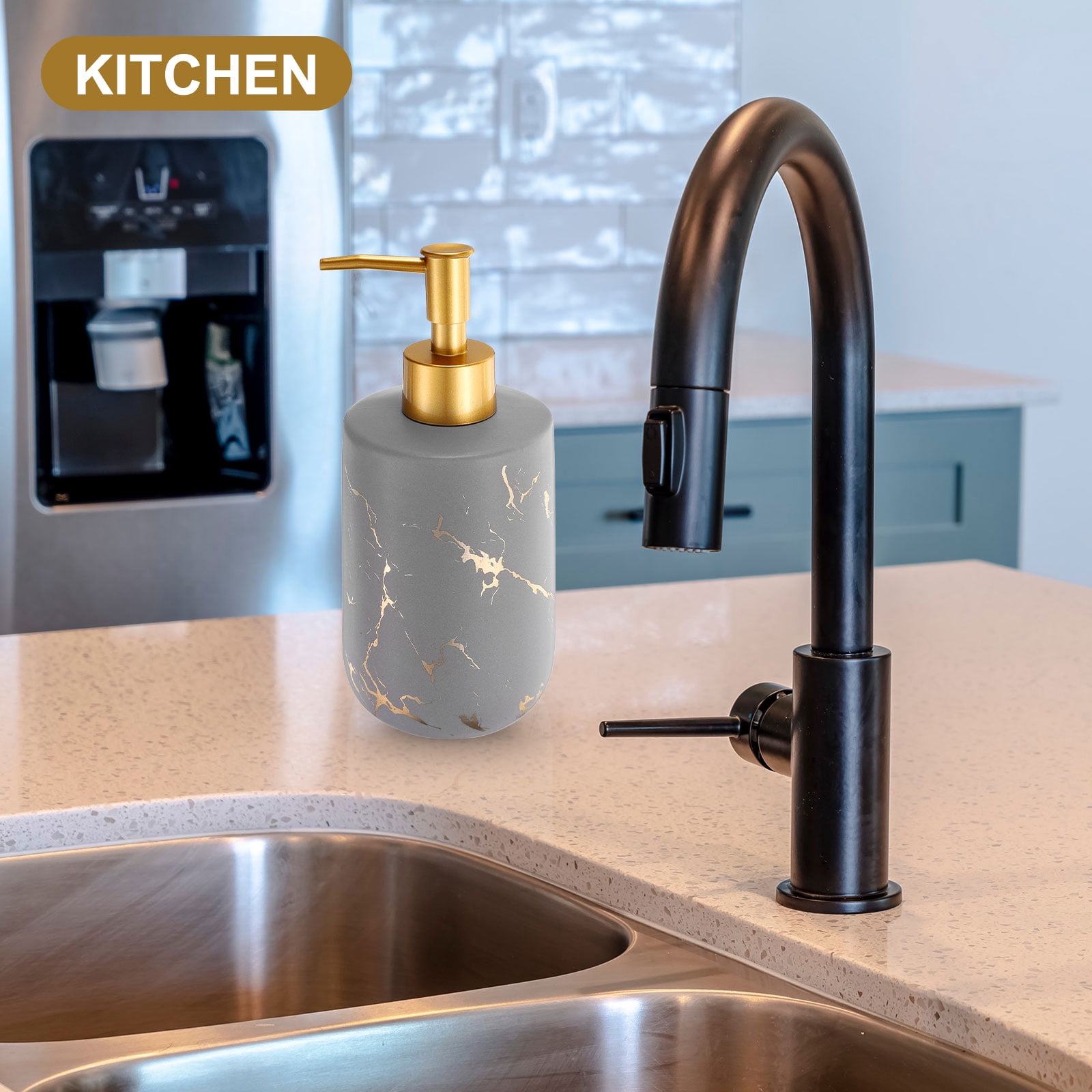 Unique Bargains Soap Dispenser for Kitchen Sink and Bathroom with Pump Gray