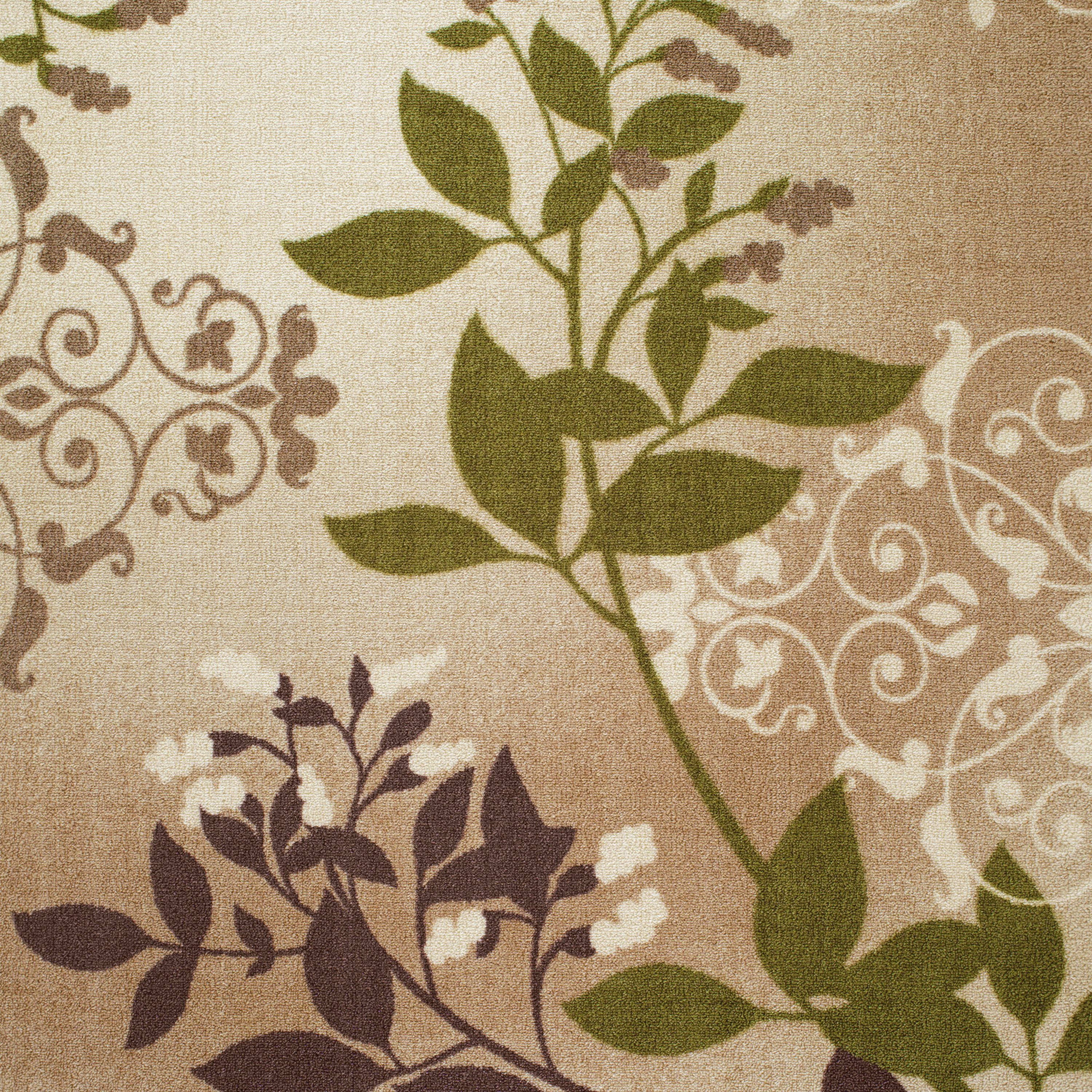 Mainstays Belvedere Tan Leaves Loop Pile Print Area Rug Or Runner