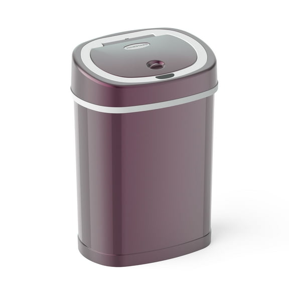 Nine Stars Automatic Bathroom Trash Can, 4 Gallon Stainless Steel, Motion Sensor Hands-Free Soft-Close Lid Garbage Bin, Burgundy