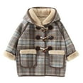thumbnail image 5 of NAISIBABY Girls Woolen Coat, Retro Button Classic Checked Fleece Lined Winter Thick Warm Overcoat Blue 4T, 5 of 9