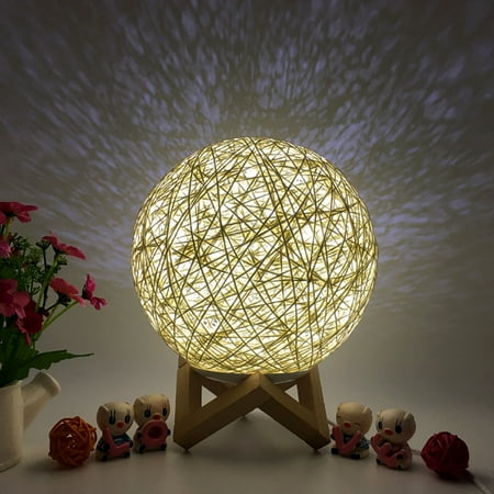 

〖TOTO〗Led Light 3D Led Rattan Moon Night Light Moonlight Usb Charging Table Desk Moon Lamp