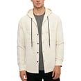 thumbnail image 7 of XuJwPNcy Mens T-Shirts Long Sleeve Button Down Shirts Shacket Drawstring Hooded Tops Breathable Work Clothes with Pockets, 7 of 7