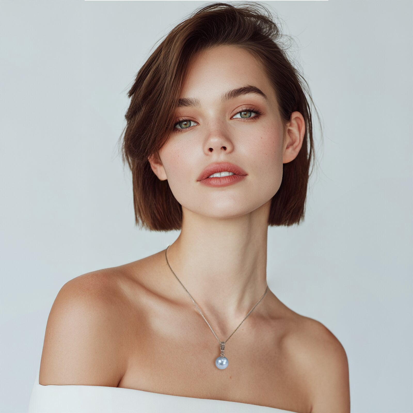 yami 10-11mm Blue Cultured Pearl Necklace 925 Sterling Silver 18+2In Pearl Jewelry Gift for Women