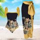 thumbnail image 5 of Traje de baño Mujer Playa Atlético Moda con vestido para accesorios femeninos (3XL) amarillo 2 piezas JShteea El nuevo, 5 of 9