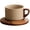 D, variant on 250ml Stoneware Mug Set for Pour Over Geometric Handle 8.5 oz capacity, wood coaster, for latte tea home cafe, adult, vintage retro handcrafted, rustic sesame glaze, gift