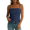 thumbnail image 5 of BUIGTTKLOP Womens Cotton Linen Cami Suit Vest Dressy Casual Button down Waistcoat Fitted Split Hem Summer Sleeveless Blazer Tops, 5 of 7