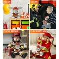 thumbnail image 4 of DolliBu Sitting Gray Rabbit Firefighter Stuffed Animal - Rabbit Fireman Toy with Red Fireman Costume Outfit and Fireman Hat, Farm Life Stuffed Animal Fire Fighter Doll Plush Toy for Kids - 6.5 Inch, 4 of 6