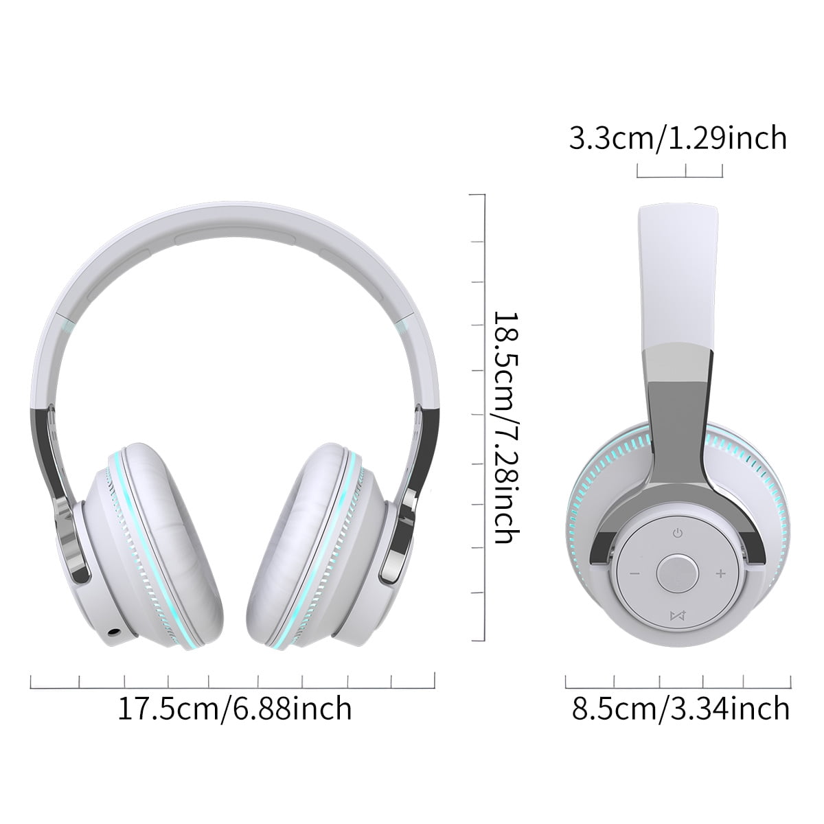 Foldable Wireless Bluetooth Headset with Mic - Stereo Sound, Stretchable Design - Support Card/Bluetooth/AUX Mode - RGB Light and Breathable Soft Earmuffs - Suitable for Games, Music and Calls