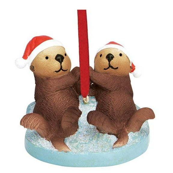 Cape Shore Christmas Resin Ornament, Sea Otters Holding Hands, Holiday Tree Decoration, Home Collection