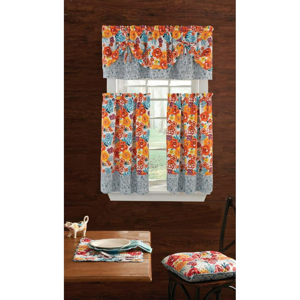 The Pioneer Woman Flea Market 3Piece Kitchen Curtain Tier And Valance