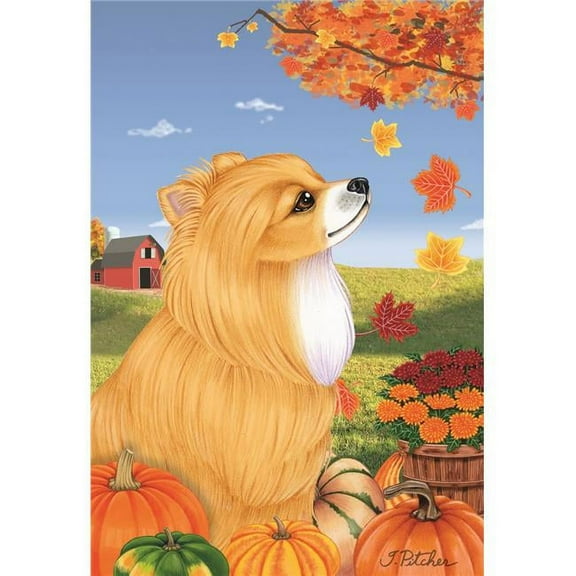 Best of Breed TP670131 Pomeranian Autumn Leaves Garden Flag