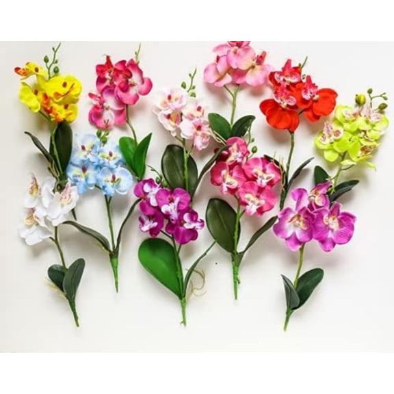 RotHome Real Touch Phalaenopsis Artificial Orchid Stem Bouquets, Elegant Faux White Flowers for Tall Vase, Silk Floral Decor for Wedding and Party, 1 Pack
