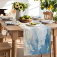 thumbnail image 2 of Table Runner 48 Inches Long for Kitchen Dining, Blue Yellow Dresser Scarf Farmhouse, Dining Table Decorations for Wedding/Parties, Modern Vintage Oil Painting Abstract 13 x 48 In, 2 of 9