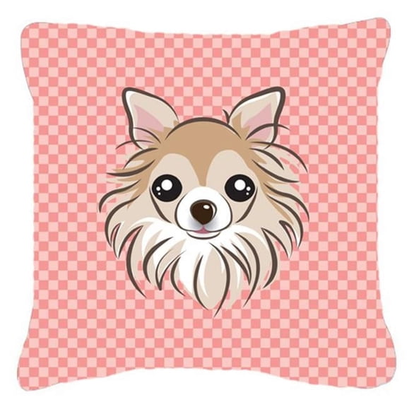 Carolines Treasures Checkerboard Pink Chihuahua Canvas Fabric Decorative Pillow 18H x18W multicolor