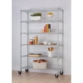 TRINITY EcoStorage 6 Tier Adjustable Wire Shelving with Wheels, Chrome
