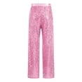 thumbnail image 4 of Jhaoyu Kids Girls Glitter Sequin Elastic Waist Bell Bottom Pants Hip Hop Performance Disco Party Pink 12, 4 of 7