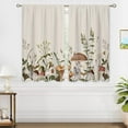 thumbnail image 4 of Vintage Mushroom Small Kitchen Curtains Leaves Botanical Window Treatment Rustic Mushroom Cafe Short Window Curtains for Bathroom Dining Laundry Room Beige Tier Treatment Drapes 26x36 inch, 4 of 6