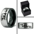 thumbnail image 4 of Tungsten Adult Bear Cub Following Walking Band Ring 8mm Men Women Comfort Fit Brushed Gray Flat Cut Black Polished, 4 of 4