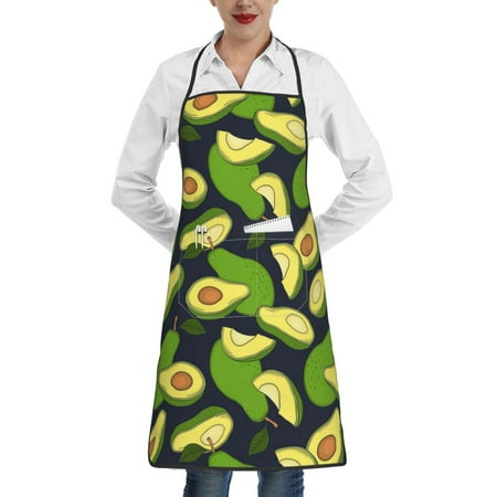 

Lukts Fresh Avocado Pattern Kitchen Apron Waterdrop Resistant Apron with adjustable Aprons for Women and Men with Pockets Cooking Apron